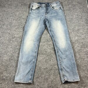 Chaps Regular Fit Jeans Mens 34x32 Blue Whiskering Denim Cotton Stretch Straight